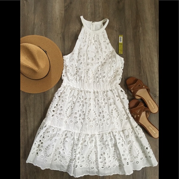 Gianni Bini Dresses & Skirts - White Eyelet Lace Racerback Dress
